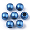 Matte Spray Painted Acrylic European Beads, Large Hole Beads, Rondelle, Blue, 12x10mm, Hole: 6mm, about 2250pcs/2500g