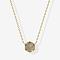 Brass Pave Natural Gray Quartz Hexagon Pendant Necklaces for Women, Golden, Dark Khaki, 15.75 inch(40cm)