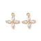Real 18K Gold Plated Brass Cubic Zirconia Charms, Flower, Nickel Free, Golden, 12x9.5x2mm, Hole: 1mm