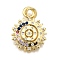 Rack Plating Brass Micro Pave Cubic Zirconia Pendants, Sun, with Jump Ring, Cadmium Free & Lead Free, Long-Lasting Plated, Real 18K Gold Plated, Colorful, 19x15x1.5mm, Hole: 3.5mm