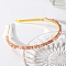 Wire Wrapped Natural Strawberry Quartz Chip Hair Bands, with Metal Hoop, for Women Girls, 140x120x25mm