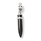304 Stainless Steel European Dangle Charms, Bullet Shaped Large Hole Pendants, Black, 39.5mm, Hole: 5mm, Pendant: 29x6x6mm
