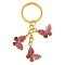 Alloy Enamel Keychain, with Iron Ring, Butterfly, Indian Red, 7.4cm