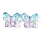 Transparent Epoxy Resin Butterfly Decoden Cabochons, with Glitter Powder, Aqua, 18.5x21x6mm