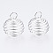 Iron Wire Pendants, Spiral Bead Cage Pendants, Round, Silver, 25~26x20mm, Hole: 5~6mm