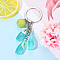 Resin Keychain, with Iron Rings, Drink, Fruit, Dark Cyan, 90mm