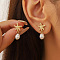 Alloy Imitaton Pearl Dangle Stud Earrings, Golden, Star, 25x14mm
