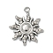 304 Stainless Steel Rhinestone Pendants, Sun, Stainless Steel Color, 19.5x17x2.5mm, Hole: 1.6mm