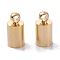 Brass Cord Ends, End Caps, Long-Lasting Plated, Column with Loop, Real 24K Gold Plated, 10x5mm, Hole: 1.8mm, Inner Diameter: 4.5mm
