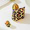 Leopard Print Pattern Alloy Cuff Bangles & Cuff Rings Sets, Golden, Inner Diameter: 60mm