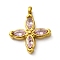 304 Stainless Steel Pendants, with Cubic Zirconia, Ion Plating(IP), Flower, Pink, 16x13.5x3mm, Hole: 1.8mm