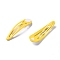 Iron Enamel Snap Hair Clip Findings, Flat Round, Yellow, Tray: 9mm, 48.5x14x1.5mm