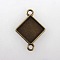 Vintage Tibetan Alloy Rhombus Cabochon Connector Bezel Settings, Cadmium Free & Nickel Free & Lead Free, Antique Bronze, Square Tray Side Length: 15mm, 23x32x2mm, Hole: 3mm, about 500pcs/kg