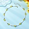 Faceted Round Natural Red Jasper & Flower Handmade Millefiori Glass & Glass Seed Beaded Necklaces for Women, Golden, 16.54 inch(42cm)
