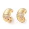 Rack Plating Brass Micro Pave Clear Cubic Zirconia Cuff Earrings for Women, Cadmium Free & Lead Free, Long-Lasting Plated, C-Shaped, Real 18K Gold Plated, 15x9mm