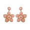 Glass Seed Beads & Plastic Flower Dangle Stud Earrings, Dark Salmon, 56x45mm