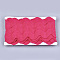 Polyester Ribbons, Wave Shape, Deep Pink, 38~40mm, 10yard/card