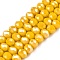 Electroplate Glass Beads Strands, Pearl Luster Plated, Faceted, Rondelle, Gold, 8x6mm, Hole: 1~1.4mm, about 60~62pcs/strand, 39~40cm