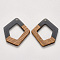 Transparent Resin & Walnut Wood Pendants, Waxed, Polygon, Gray, 35.5x32.5x3~4mm, Hole: 2mm