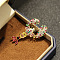 Cray Brass Micro Pave Cubic Zirconia Brooches for Backpack Clothes, Colorful, 22x40mm