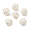 Handmade Polymer Clay Rhinestone Beads, with Reisn & ABS Pave Disco Ball Beads, Round with Flower, White, 18mm, Hole: 2mm