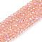 Electroplate Glass Beads Strands, Half Rainbow Plated, Faceted, Rondelle, Salmon, 2.9~3.3x2mm, Hole: 0.8mm, about 135~140pcs/strand, 32~34cm
