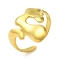304 Stainless Steel Open Cuff Rings for Women, Irregular, Real 18K Gold Plated, 16mm, Adjustable