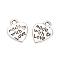 Tibetan Style Alloy Pendants,  Heart with Word Made with Love, For Valentine's Day, Cadmium Free & Lead Free, Antique Silver, 12.5x10x2mm, Hole: 2mm, about 1380pcs/1000g