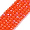 Electroplate Opaque Solid Color Glass Beads Strands, Half Rainbow Plated, Faceted, Rondelle, Tomato, 2.3~2.7x1.5mm, Hole: 0.4mm, about 135~140pcs/strand, 26~27cm