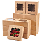 20Pcs Square Kraft Paper Candy Storage Box, with PET Visible Window, for Mini Cake, with 3 Sheets THANK YOU Kraft Paper Round Stickers, BurlyWood, 15.3x15.3x6.5cm, 20pcs