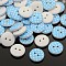 2-Hole Flat Round Polka Dot Printed Wooden Sewing Buttons, Dyed, Light Sky Blue, 15x4mm, Hole: 1mm