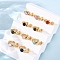304 Stainless Steel Adjustable Open Cuff Rings, Natural Gemstone Rings for Women, Ion Plating(IP), Real 18K Gold Plated, 7mm, Inner Diameter: Adjustable