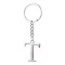 Alloy Keychains, with Split Key Ring, Platinum, Letter T, 90mm, Pendant: 35x26x3.8mm