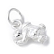 925 Sterling Silver 3D Chinese Zodiac Charms, with Jump Rings, Silver Color Plated, Rabbit, 8~14x5~11x3~6.5mm, Hole: 3.5mm