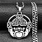 304 Stainless Steel Pendant Necklaces, Flat Round with Heart, Stainless Steel Color, 23.82 inch(60.5cm)