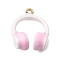 Brass Enamel Pendants, Alloy Charms, Earphone Charms, Long-Lasting Plated, Golden, White, 18.5x15x7.5mm, Hole: 1.5mm