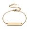 Custom Bracelet, Rectangle Pendants with Stainless Steel Chains, Engraved Custom Text, Golden, Pendant Size: 30x6x2mm, Chain Length 6~9inch Adjustable