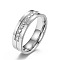 304 Stainless Steel Micro Pave Cubic Zirconia Finger Rings, Stainless Steel Color, US Size 7(17.3mm)