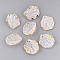 Frosted Plastic Petal Pendants, Golden Metal Enlaced, Gold, 17x15x4mm, Hole: 1.6mm, about 1612pcs/500g