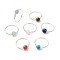 7Pcs 7 Styles Round Chakra Natural & Synthetic Gemstone Beads Finger Rings, with Eco-Friendly Copper Wire, Silver, US Size 8(18.1mm), , 1pc/style