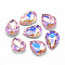 Pointed Back Glass Rhinestone Cabochons, Back Plated, Faceted, AB Color Plated, teardrop, Pearl Pink, 25x18x6mm
