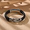 Braided Microfiber Leather Cord Bracelets for Men, with 316 Surgical Stainless Steel Polished Buckle and 304 Stainless Steel Finding, Stainless Steel Color, 9-1/2 inch(24cm)