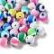 Handmade Polymer Clay Beads, Round with Evil Eye, Mixed Color, 8mm, Hole: 1mm