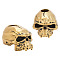 2Pcs Brass European Beads, Large Hole Beads, Skull, Antique Golden, 16x17x22.5mm, Hole: 5.5mm