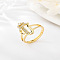 Brass Micro Pave Cubic Zirconia Finger Rings, for Women, Letter V, US Size 3(14mm)