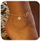 Brass Double Heart Link Flat Round Initial Charm Anklets for Women, Golden, Letter J, 9-1/8 inch(230mm)