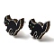 Wood Stud Earrings, with 316 Surgical Stainless Steel Pin, Halloween Theme, Black, Cat Shape, 13.5x15mm