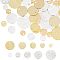 60Pcs 10 Style Brass Charms, Flat Round, Real 24K Gold Plated & 925 Sterling Silver Plated, 6~15x0.5~1mm, Hole: 1.2~1.4mm, 6pcs/style