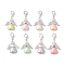 Heart Angel Acrylic & Glass Pearl Pendant Decoration, Lobster Claw Clasps Charms for Bag Ornaments, Mixed Color, 33mm