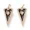 Brass Micro Pave Clear Cubic Zirconia Pendants, with Enamel, Long-Lasting Plated, Heart, Golden, 22x10.5x2.2mm, Jump Ring: 5x0.8mm, 3.4mm Inner Diameter